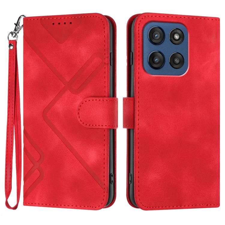 Custodia per cellulare in pelle con motivo a linea, For Motorola Edge 60 Pro, For Motorola Edge 60 Fusion / Edge 5G 2025, For Motorola Edge 60, For Motorola Moto G Stylus 5G 2025