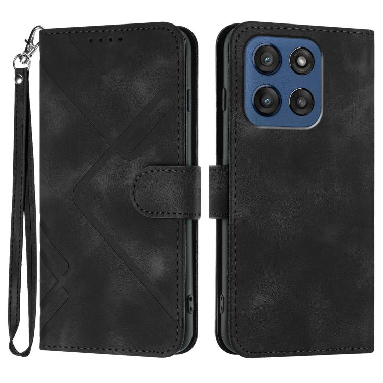 Custodia per cellulare in pelle con motivo a linea, For Motorola Edge 60 Pro, For Motorola Edge 60 Fusion / Edge 5G 2025, For Motorola Edge 60, For Motorola Moto G Stylus 5G 2025
