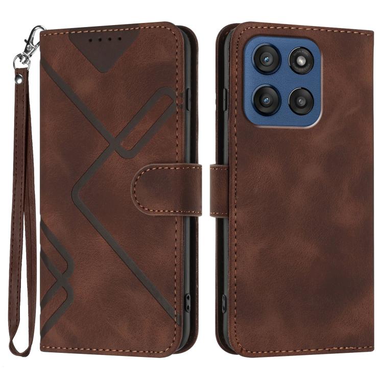 Custodia per cellulare in pelle con motivo a linea, For Motorola Edge 60 Pro, For Motorola Edge 60 Fusion / Edge 5G 2025, For Motorola Edge 60, For Motorola Moto G Stylus 5G 2025
