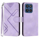 Custodia per cellulare in pelle con motivo a linea, For Motorola Edge 60 Pro, For Motorola Edge 60 Fusion / Edge 5G 2025, For Motorola Edge 60, For Motorola Moto G Stylus 5G 2025