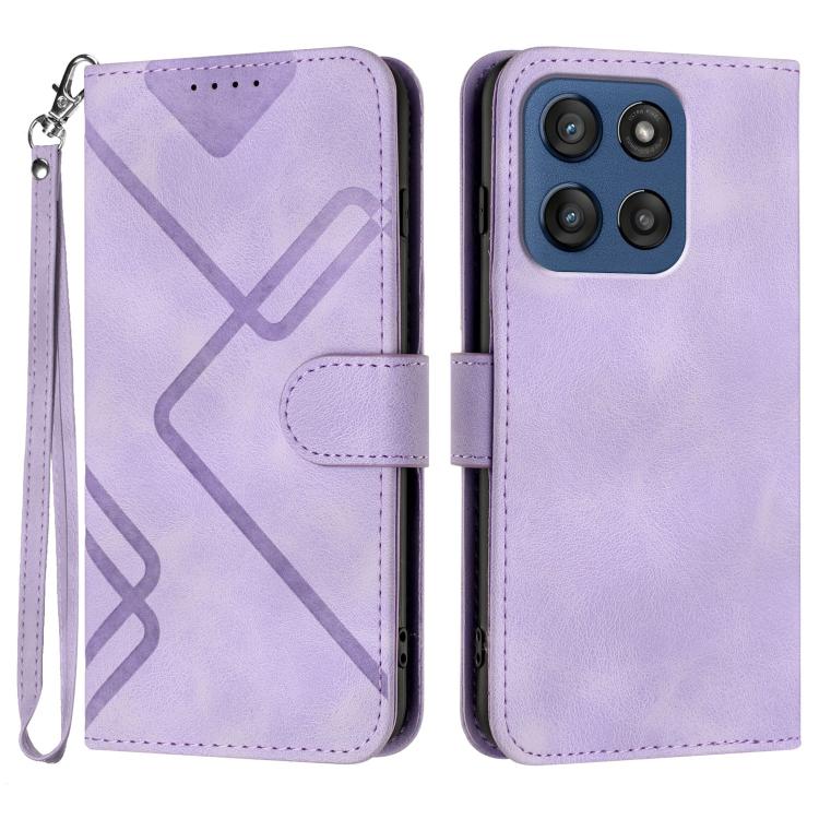 Custodia per cellulare in pelle con motivo a linea, For Motorola Edge 60 Pro, For Motorola Edge 60 Fusion / Edge 5G 2025, For Motorola Edge 60, For Motorola Moto G Stylus 5G 2025