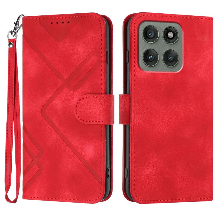 Custodia per cellulare in pelle con motivo a linea, For Motorola Edge 60 Pro, For Motorola Edge 60 Fusion / Edge 5G 2025, For Motorola Edge 60, For Motorola Moto G Stylus 5G 2025