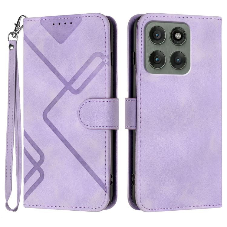 Custodia per cellulare in pelle con motivo a linea, For Motorola Edge 60 Pro, For Motorola Edge 60 Fusion / Edge 5G 2025, For Motorola Edge 60, For Motorola Moto G Stylus 5G 2025