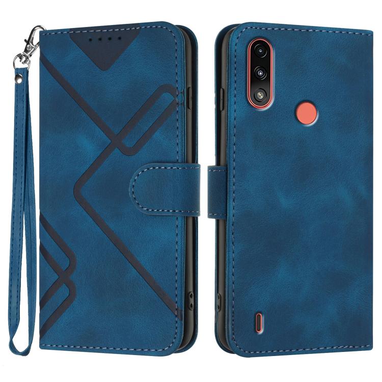 Custodia per cellulare in pelle con motivo a linea, For Motorola Moto G52, For Motorola Moto G22, For Motorola Moto E20 / E30 / E40, For Motorola Moto E7 Power