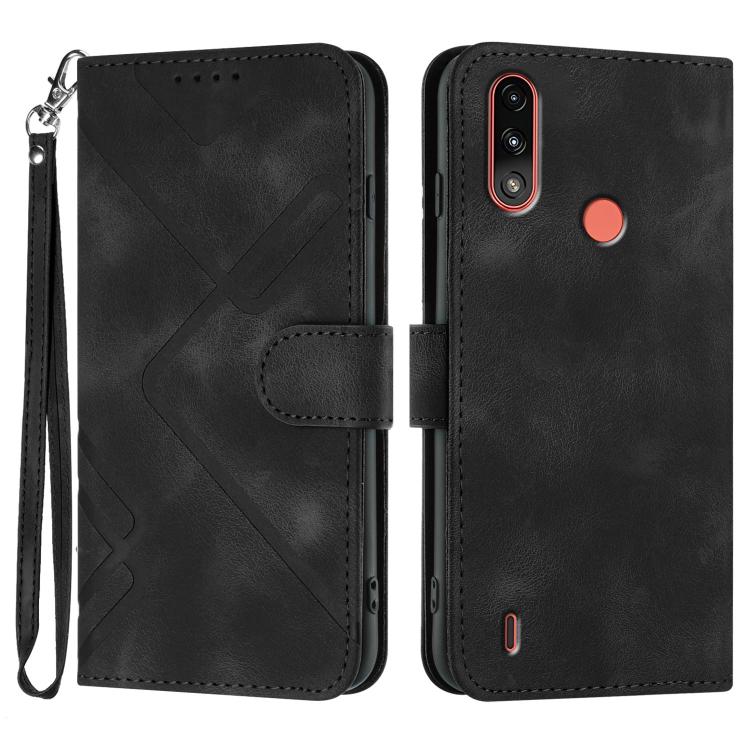 Custodia per cellulare in pelle con motivo a linea, For Motorola Moto G52, For Motorola Moto G22, For Motorola Moto E20 / E30 / E40, For Motorola Moto E7 Power