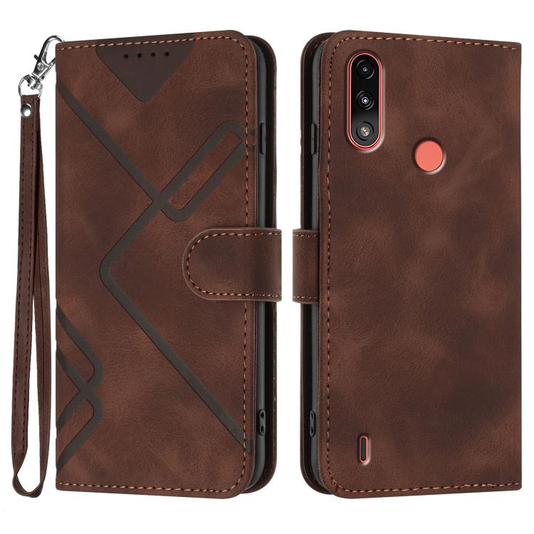 Custodia per cellulare in pelle con motivo a linea, For Motorola Moto G52, For Motorola Moto G22, For Motorola Moto E20 / E30 / E40, For Motorola Moto E7 Power