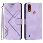 Custodia per cellulare in pelle con motivo a linea, For Motorola Moto G52, For Motorola Moto G22, For Motorola Moto E20 / E30 / E40, For Motorola Moto E7 Power