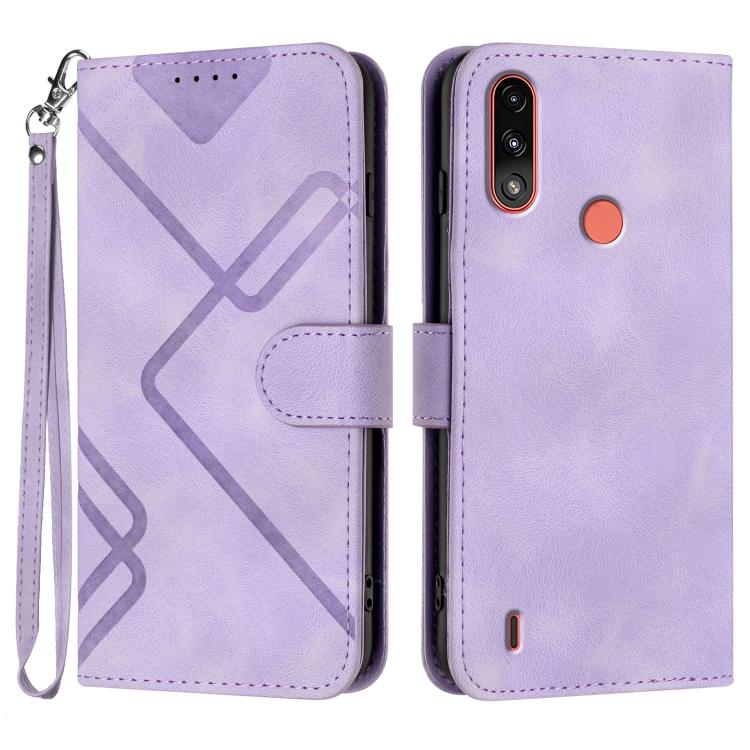 Custodia per cellulare in pelle con motivo a linea, For Motorola Moto G52, For Motorola Moto G22, For Motorola Moto E20 / E30 / E40, For Motorola Moto E7 Power