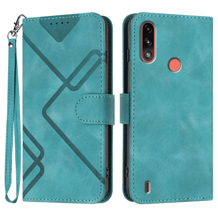 Custodia per cellulare in pelle con motivo a linea, For Motorola Moto G52, For Motorola Moto G22, For Motorola Moto E20 / E30 / E40, For Motorola Moto E7 Power