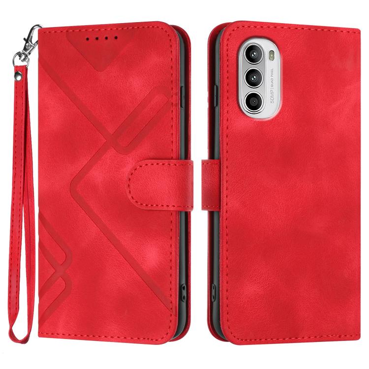 Custodia per cellulare in pelle con motivo a linea, For Motorola Moto G52, For Motorola Moto G22, For Motorola Moto E20 / E30 / E40, For Motorola Moto E7 Power