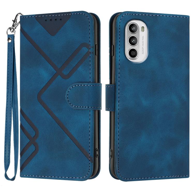 Custodia per cellulare in pelle con motivo a linea, For Motorola Moto G52, For Motorola Moto G22, For Motorola Moto E20 / E30 / E40, For Motorola Moto E7 Power