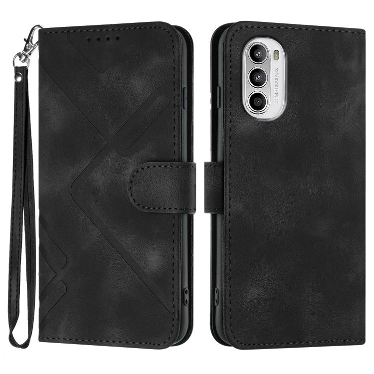 Custodia per cellulare in pelle con motivo a linea, For Motorola Moto G52, For Motorola Moto G22, For Motorola Moto E20 / E30 / E40, For Motorola Moto E7 Power