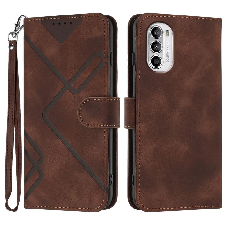 Custodia per cellulare in pelle con motivo a linea, For Motorola Moto G52, For Motorola Moto G22, For Motorola Moto E20 / E30 / E40, For Motorola Moto E7 Power