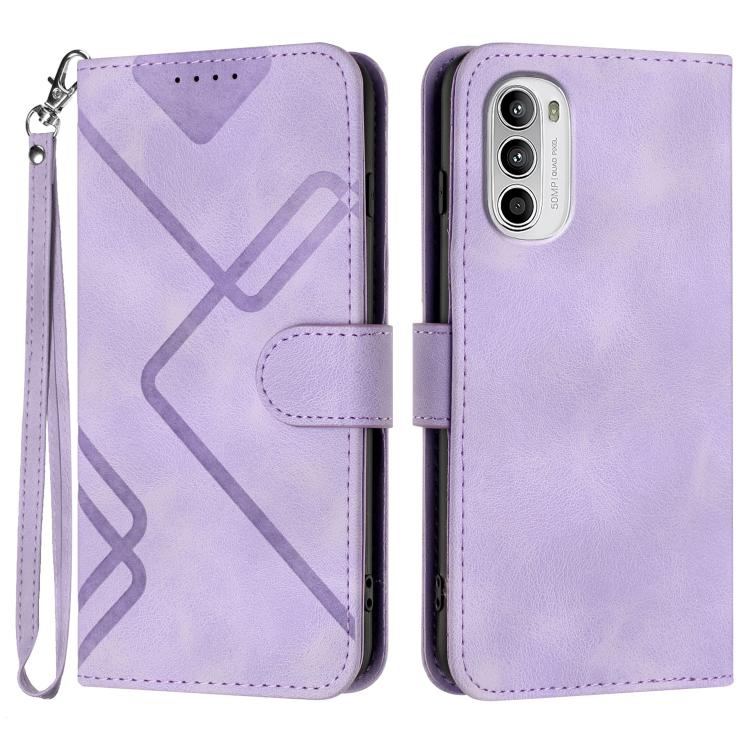 Custodia per cellulare in pelle con motivo a linea, For Motorola Moto G52, For Motorola Moto G22, For Motorola Moto E20 / E30 / E40, For Motorola Moto E7 Power