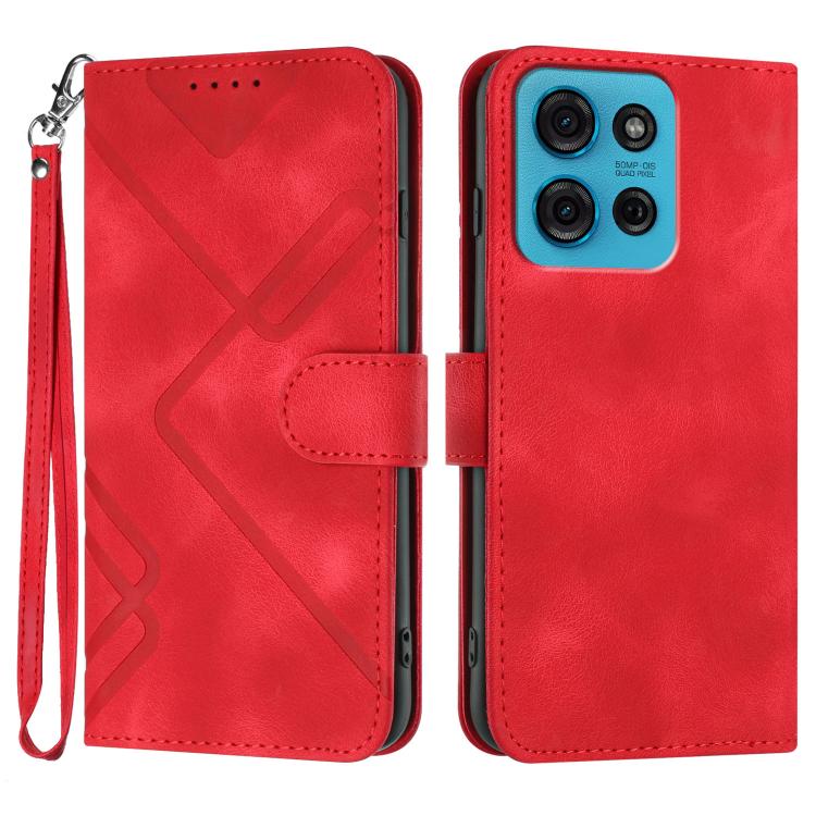 Custodia per cellulare in pelle con motivo a linea, For Motorola Moto G75 5G, For Motorola Moto G35, For Motorola Moto G55, For Motorola Edge 50 Neo