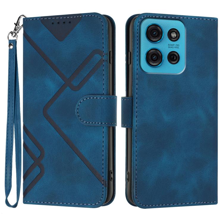 Custodia per cellulare in pelle con motivo a linea, For Motorola Moto G75 5G, For Motorola Moto G35, For Motorola Moto G55, For Motorola Edge 50 Neo