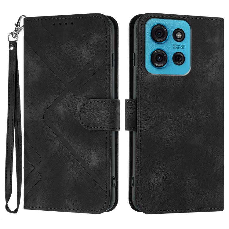 Custodia per cellulare in pelle con motivo a linea, For Motorola Moto G75 5G, For Motorola Moto G35, For Motorola Moto G55, For Motorola Edge 50 Neo