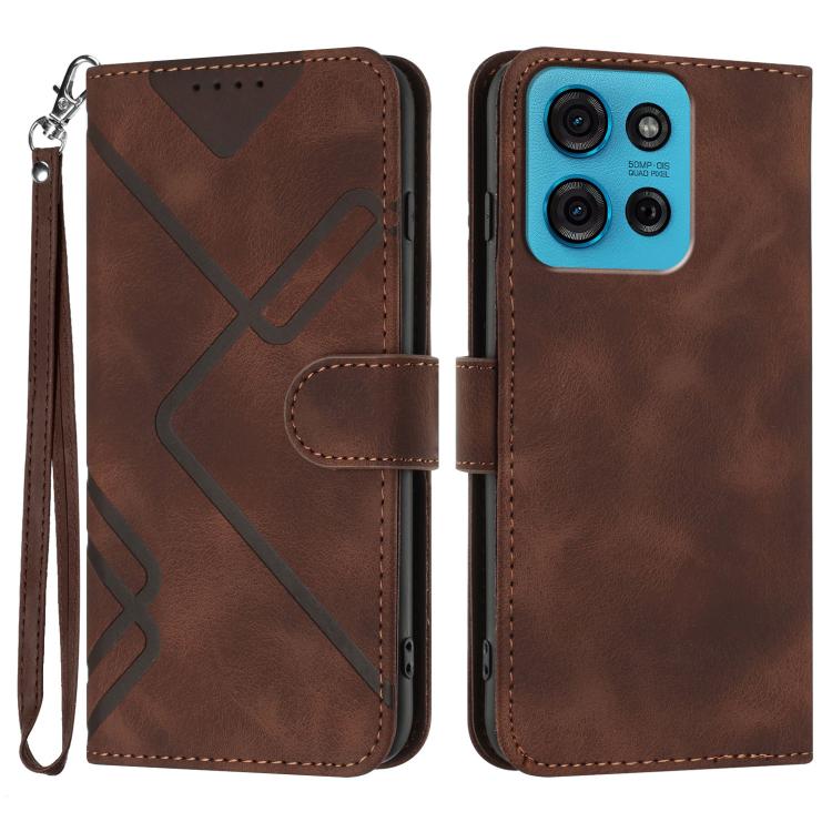 Custodia per cellulare in pelle con motivo a linea, For Motorola Moto G75 5G, For Motorola Moto G35, For Motorola Moto G55, For Motorola Edge 50 Neo