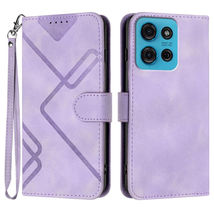 Custodia per cellulare in pelle con motivo a linea, For Motorola Moto G75 5G, For Motorola Moto G35, For Motorola Moto G55, For Motorola Edge 50 Neo