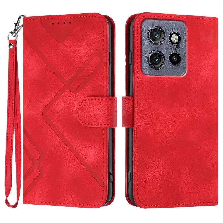 Custodia per cellulare in pelle con motivo a linea, For Motorola Moto G75 5G, For Motorola Moto G35, For Motorola Moto G55, For Motorola Edge 50 Neo