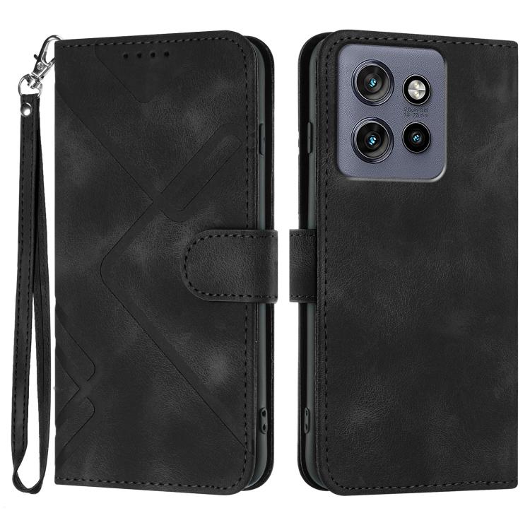 Custodia per cellulare in pelle con motivo a linea, For Motorola Moto G75 5G, For Motorola Moto G35, For Motorola Moto G55, For Motorola Edge 50 Neo
