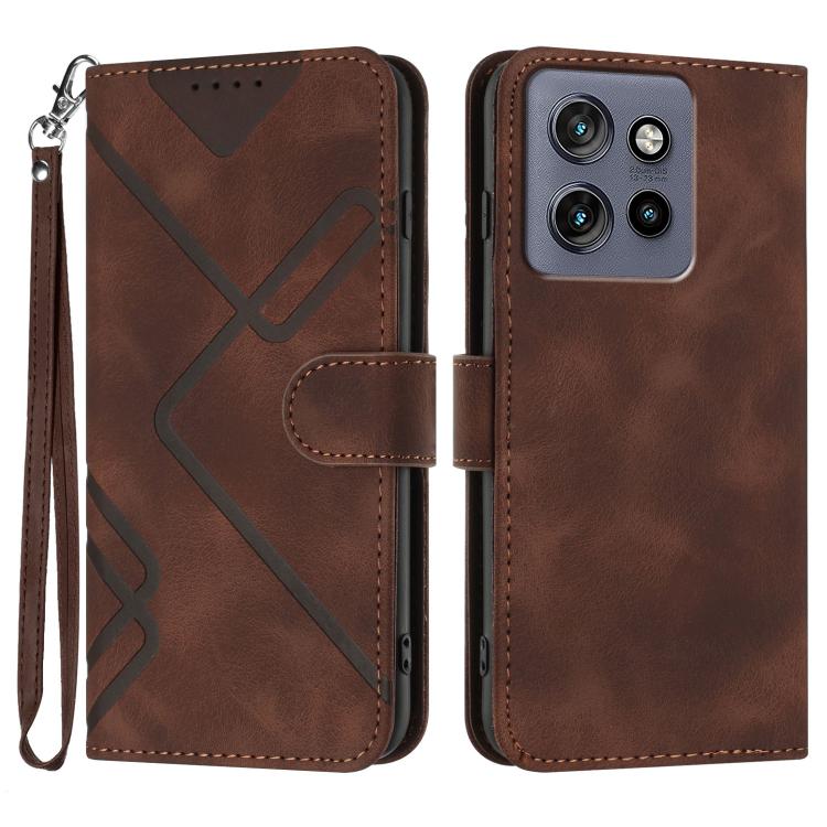 Custodia per cellulare in pelle con motivo a linea, For Motorola Moto G75 5G, For Motorola Moto G35, For Motorola Moto G55, For Motorola Edge 50 Neo