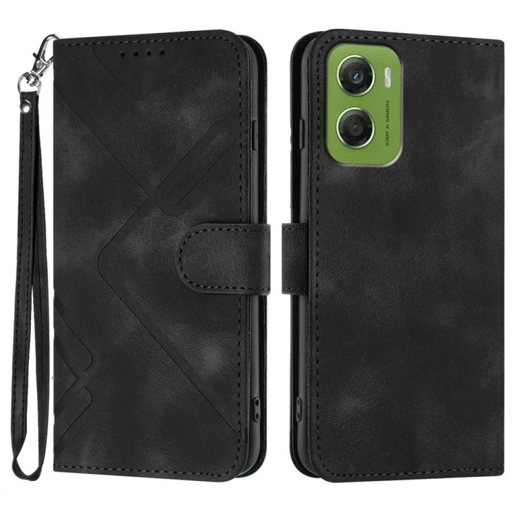 Custodia per cellulare in pelle con motivo a linea, For Motorola Moto G17 4G / G17 Power 4G, For Motorola Edge 70 Fusion 5G, For Motorola Moto G67 Power 5G, For Motorola Moto G06 4G / G06 Power 4G