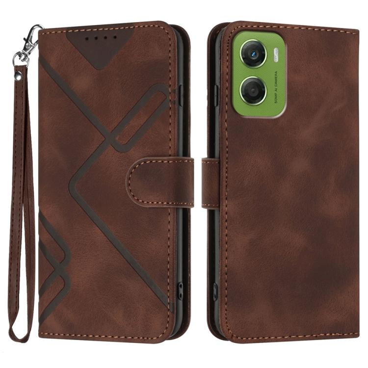 Custodia per cellulare in pelle con motivo a linea, For Motorola Moto G17 4G / G17 Power 4G, For Motorola Edge 70 Fusion 5G, For Motorola Moto G67 Power 5G, For Motorola Moto G06 4G / G06 Power 4G