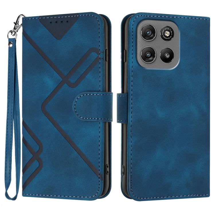 Custodia per cellulare in pelle con motivo a linea, For Motorola Moto G17 4G / G17 Power 4G, For Motorola Edge 70 Fusion 5G, For Motorola Moto G67 Power 5G, For Motorola Moto G06 4G / G06 Power 4G