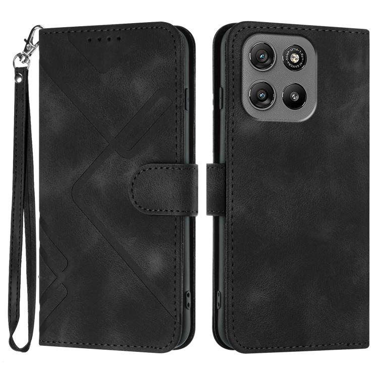 Custodia per cellulare in pelle con motivo a linea, For Motorola Moto G17 4G / G17 Power 4G, For Motorola Edge 70 Fusion 5G, For Motorola Moto G67 Power 5G, For Motorola Moto G06 4G / G06 Power 4G