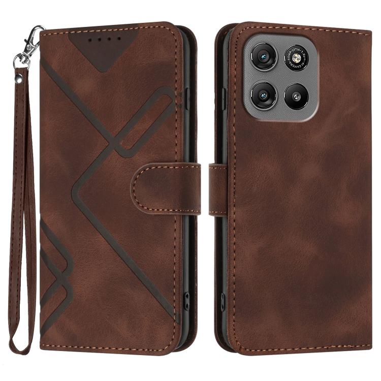 Custodia per cellulare in pelle con motivo a linea, For Motorola Moto G17 4G / G17 Power 4G, For Motorola Edge 70 Fusion 5G, For Motorola Moto G67 Power 5G, For Motorola Moto G06 4G / G06 Power 4G