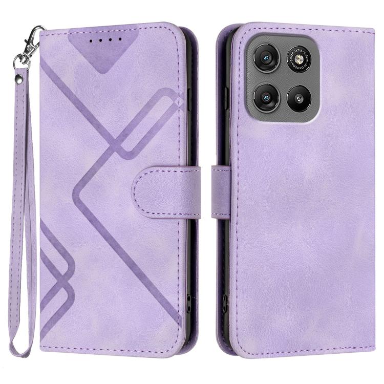 Custodia per cellulare in pelle con motivo a linea, For Motorola Moto G17 4G / G17 Power 4G, For Motorola Edge 70 Fusion 5G, For Motorola Moto G67 Power 5G, For Motorola Moto G06 4G / G06 Power 4G