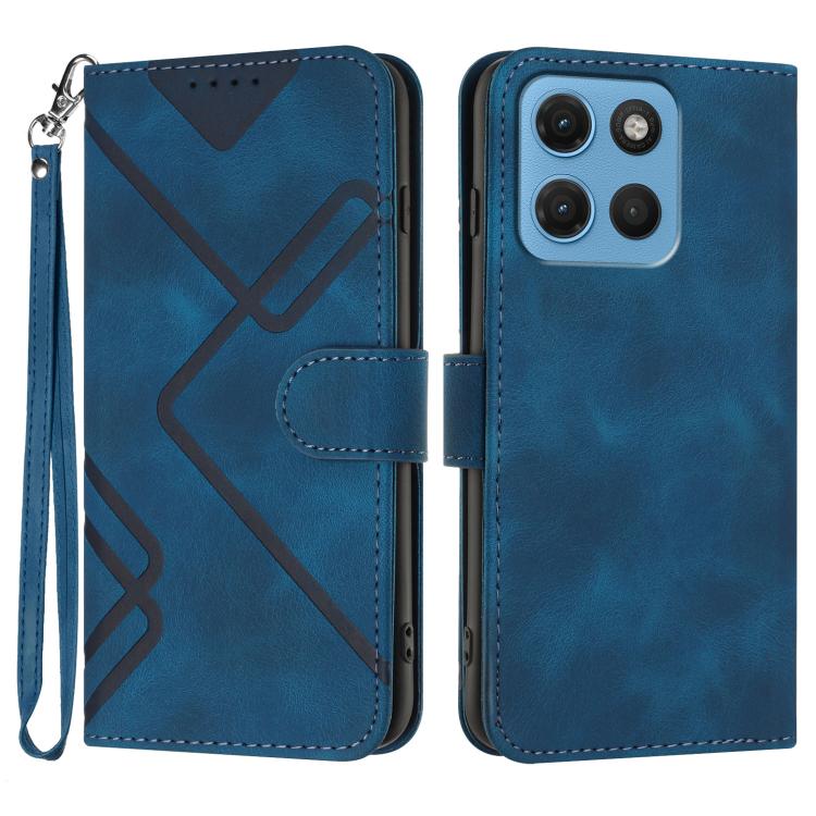 Custodia per cellulare in pelle con motivo a linea, For Motorola Moto G17 4G / G17 Power 4G, For Motorola Edge 70 Fusion 5G, For Motorola Moto G67 Power 5G, For Motorola Moto G06 4G / G06 Power 4G