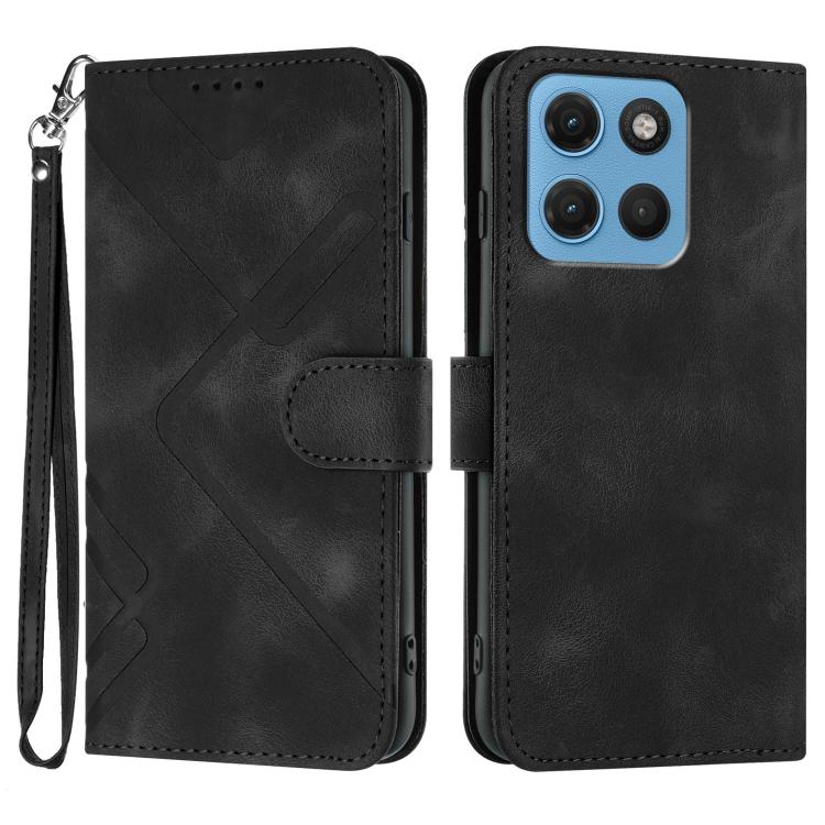 Custodia per cellulare in pelle con motivo a linea, For Motorola Moto G17 4G / G17 Power 4G, For Motorola Edge 70 Fusion 5G, For Motorola Moto G67 Power 5G, For Motorola Moto G06 4G / G06 Power 4G