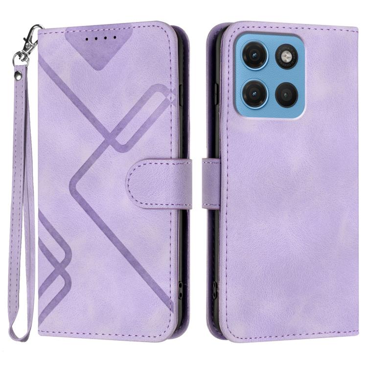 Custodia per cellulare in pelle con motivo a linea, For Motorola Moto G17 4G / G17 Power 4G, For Motorola Edge 70 Fusion 5G, For Motorola Moto G67 Power 5G, For Motorola Moto G06 4G / G06 Power 4G