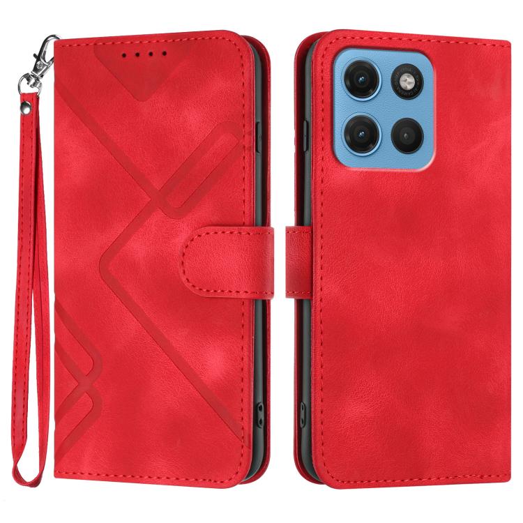 Custodia per cellulare in pelle con motivo a linea, For Motorola Moto G Max / G87 / G77 / G67, For Motorola Moto G47 / G37 / G37 Power 5G, For Motorola Edge 70 Pro 5G, For Motorola Moto X70 Air Pro 5G