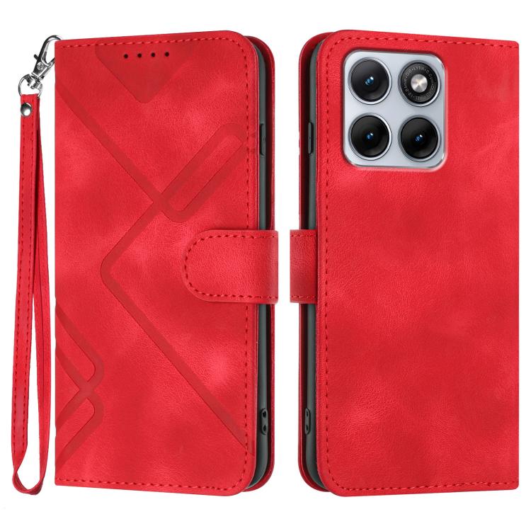 Custodia per cellulare in pelle con motivo a linea, For Motorola Moto G17 4G / G17 Power 4G, For Motorola Edge 70 Fusion 5G, For Motorola Moto G67 Power 5G, For Motorola Moto G06 4G / G06 Power 4G