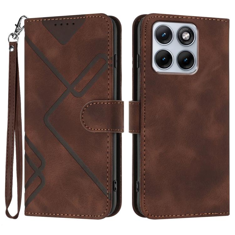 Custodia per cellulare in pelle con motivo a linea, For Motorola Moto G17 4G / G17 Power 4G, For Motorola Edge 70 Fusion 5G, For Motorola Moto G67 Power 5G, For Motorola Moto G06 4G / G06 Power 4G