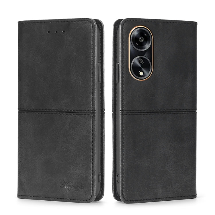 Custodia per telefono in pelle magnetica con trama di mucca, For OPPO A1 5G