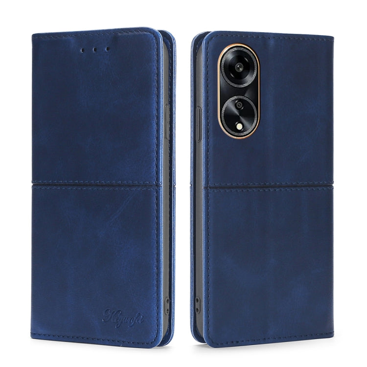 Custodia per telefono in pelle magnetica con trama di mucca, For OPPO A1 5G