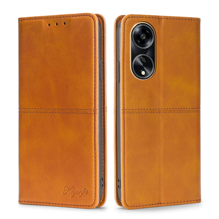 Custodia per telefono in pelle magnetica con trama di mucca, For OPPO A1 5G