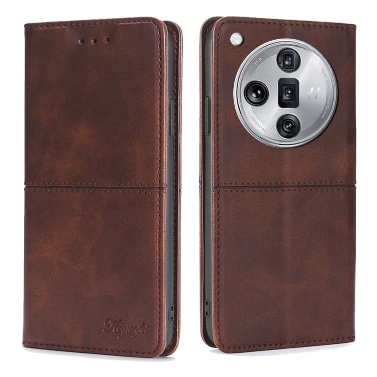 Custodia per telefono in pelle magnetica con trama di mucca, For OPPO Reno11 F 5G, For OPPO Find X7 5G, For OPPO Find X7 Ultra 5G, For OPPO Reno10 Pro+ 5G