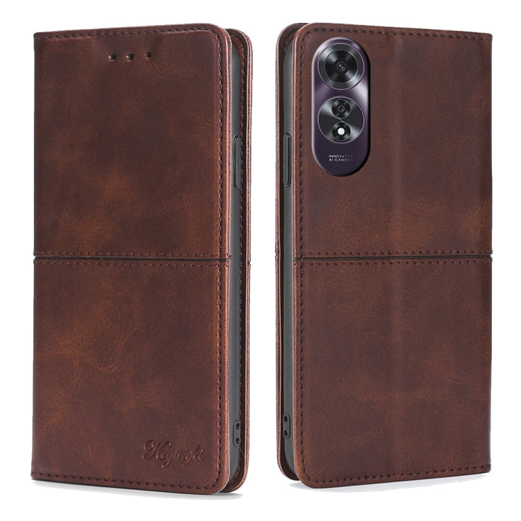 Custodia per telefono in pelle magnetica con trama di mucca, For OPPO Reno12 F 5G, For OPPO A3 Pro 5G India, For OPPO Reno12 5G Global, For OPPO A60 4G Global