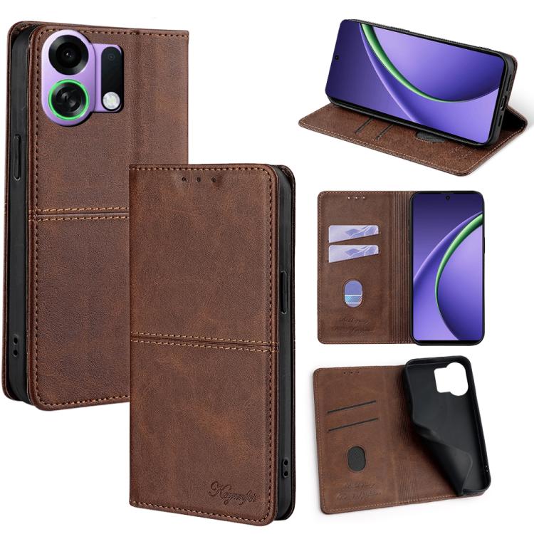Custodia per telefono in pelle magnetica con trama di mucca, For OPPO F31 5G, For OPPO Find X9 Pro 5G, For OPPO K13 Turbo Pro 5G, For OPPO Reno14 F 5G