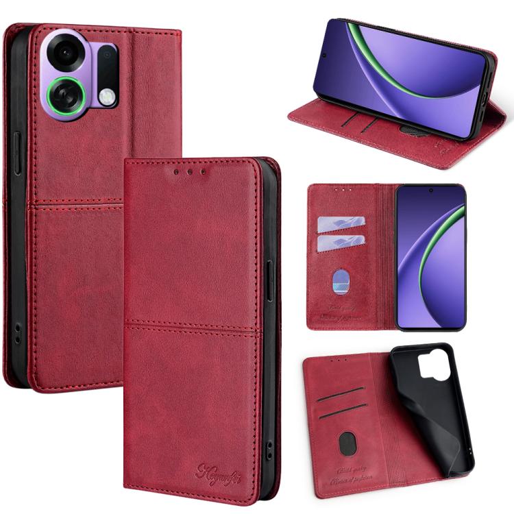 Custodia per telefono in pelle magnetica con trama di mucca, For OPPO F31 5G, For OPPO Find X9 Pro 5G, For OPPO K13 Turbo Pro 5G, For OPPO Reno14 F 5G
