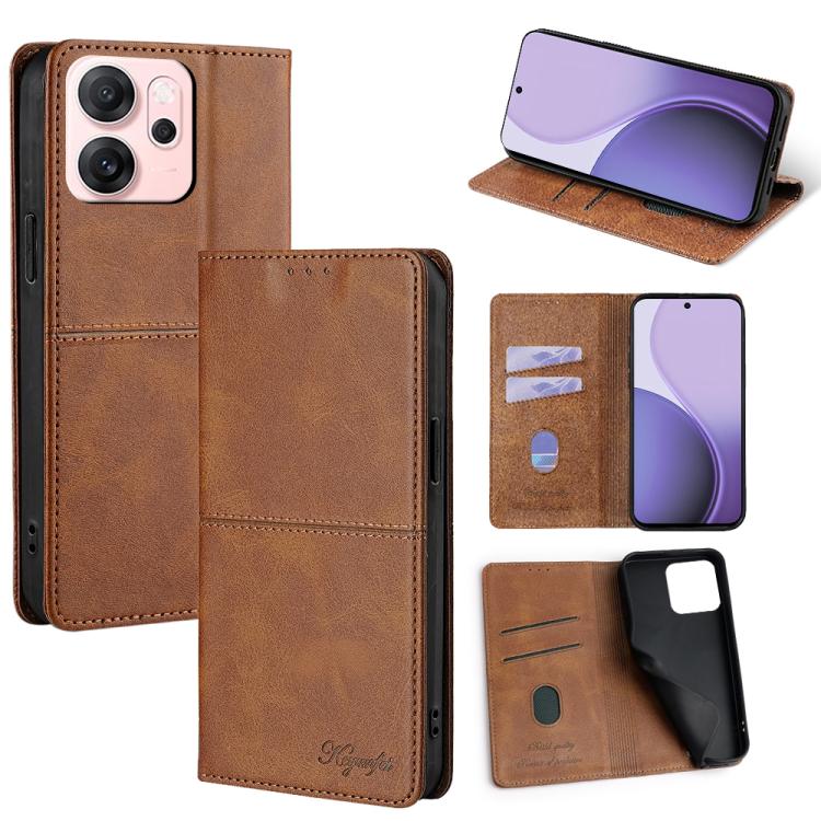 Custodia per telefono in pelle magnetica con trama di mucca, For OPPO F31 5G, For OPPO Find X9 Pro 5G, For OPPO K13 Turbo Pro 5G, For OPPO Reno14 F 5G