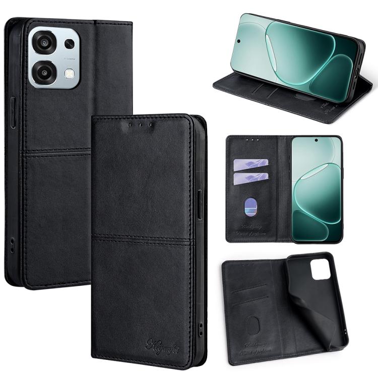 Custodia per telefono in pelle magnetica con trama di mucca, For OPPO F31 5G, For OPPO Find X9 Pro 5G, For OPPO K13 Turbo Pro 5G, For OPPO Reno14 F 5G