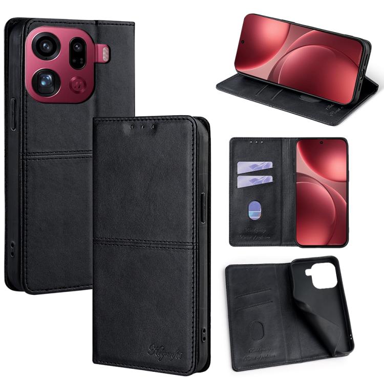 Custodia per telefono in pelle magnetica con trama di mucca, For OPPO F31 5G, For OPPO Find X9 Pro 5G, For OPPO K13 Turbo Pro 5G, For OPPO Reno14 F 5G