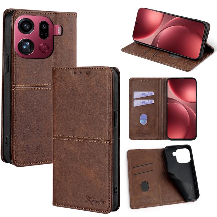 Custodia per telefono in pelle magnetica con trama di mucca, For OPPO F31 5G, For OPPO Find X9 Pro 5G, For OPPO K13 Turbo Pro 5G, For OPPO Reno14 F 5G