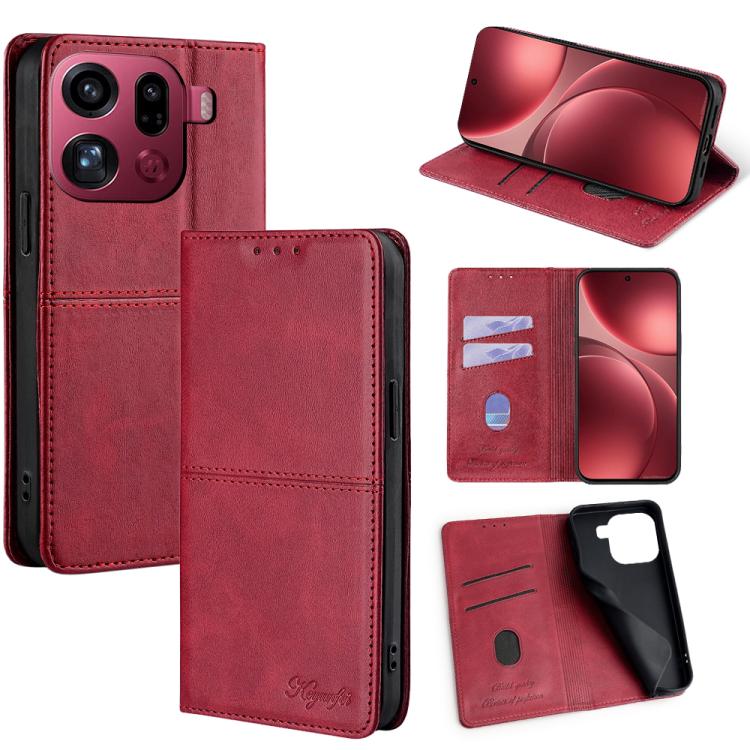 Custodia per telefono in pelle magnetica con trama di mucca, For OPPO F31 5G, For OPPO Find X9 Pro 5G, For OPPO K13 Turbo Pro 5G, For OPPO Reno14 F 5G
